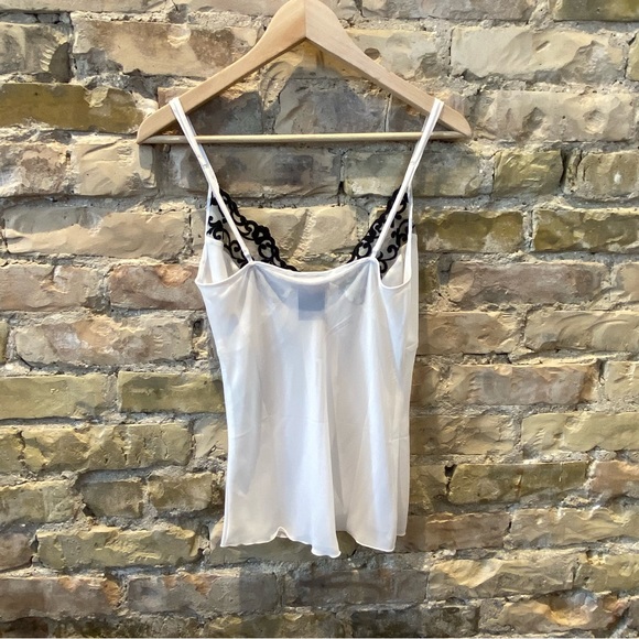 y2k sheer and lace off white tie up top - Picture 2 of 4